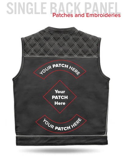 Finish Line - White Checker - Men's Motorcycle Leather Vest Men's Leather Vest Vests