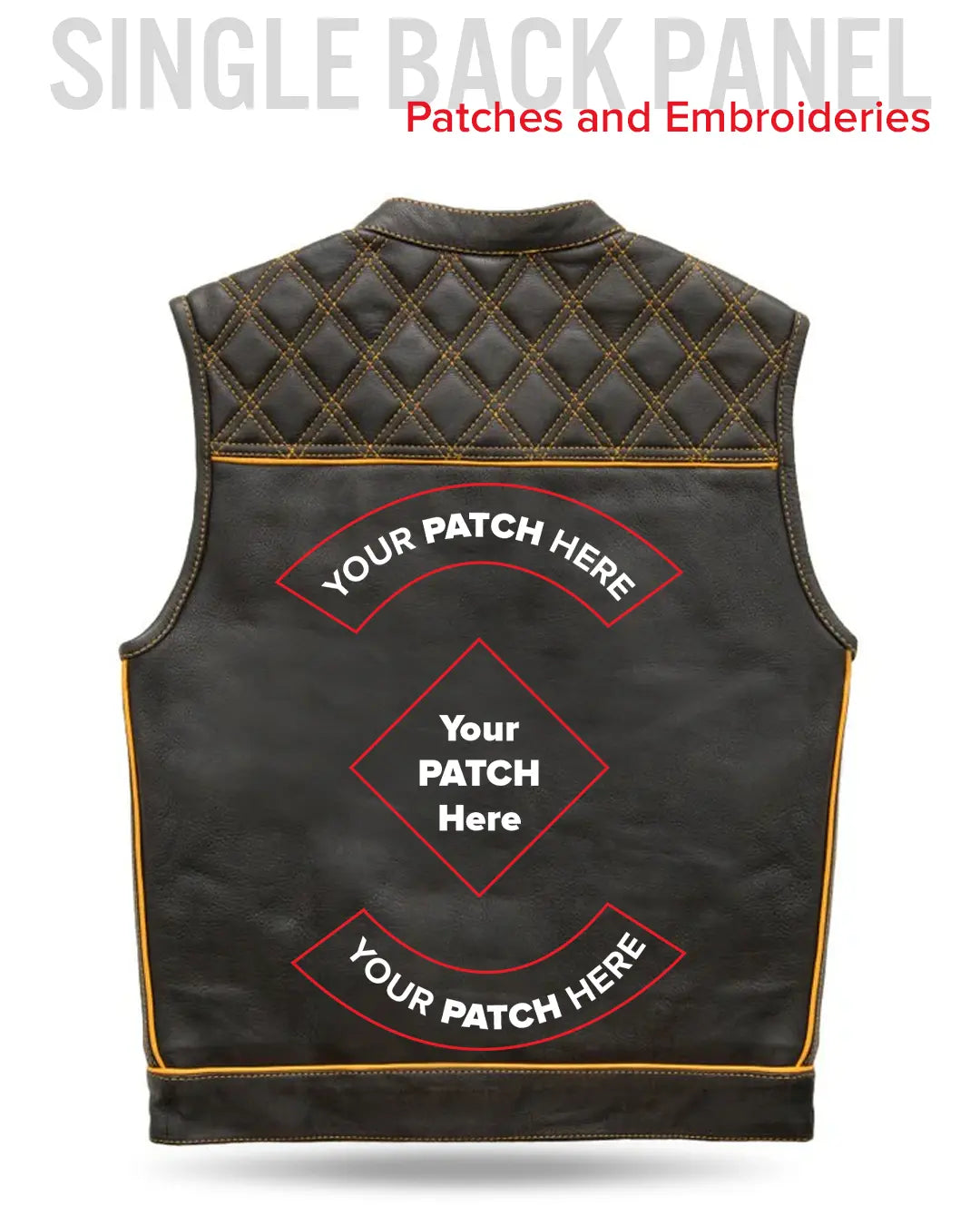 Finish Line - Gold Checker - Men's Motorcycle Leather Vest Men's Leather Vest Vests