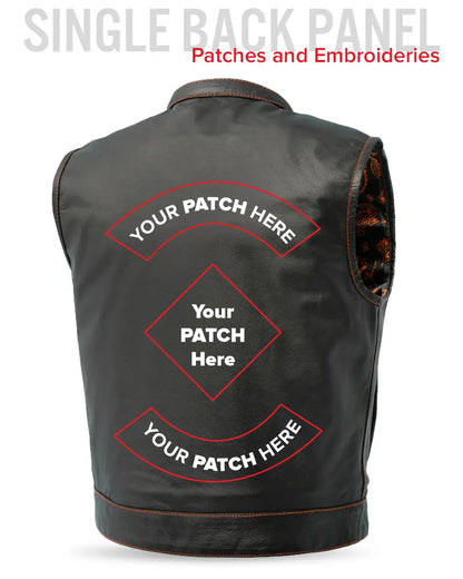 The Club Cut Men's Motorcycle Leather Vest, Multiple Color Options