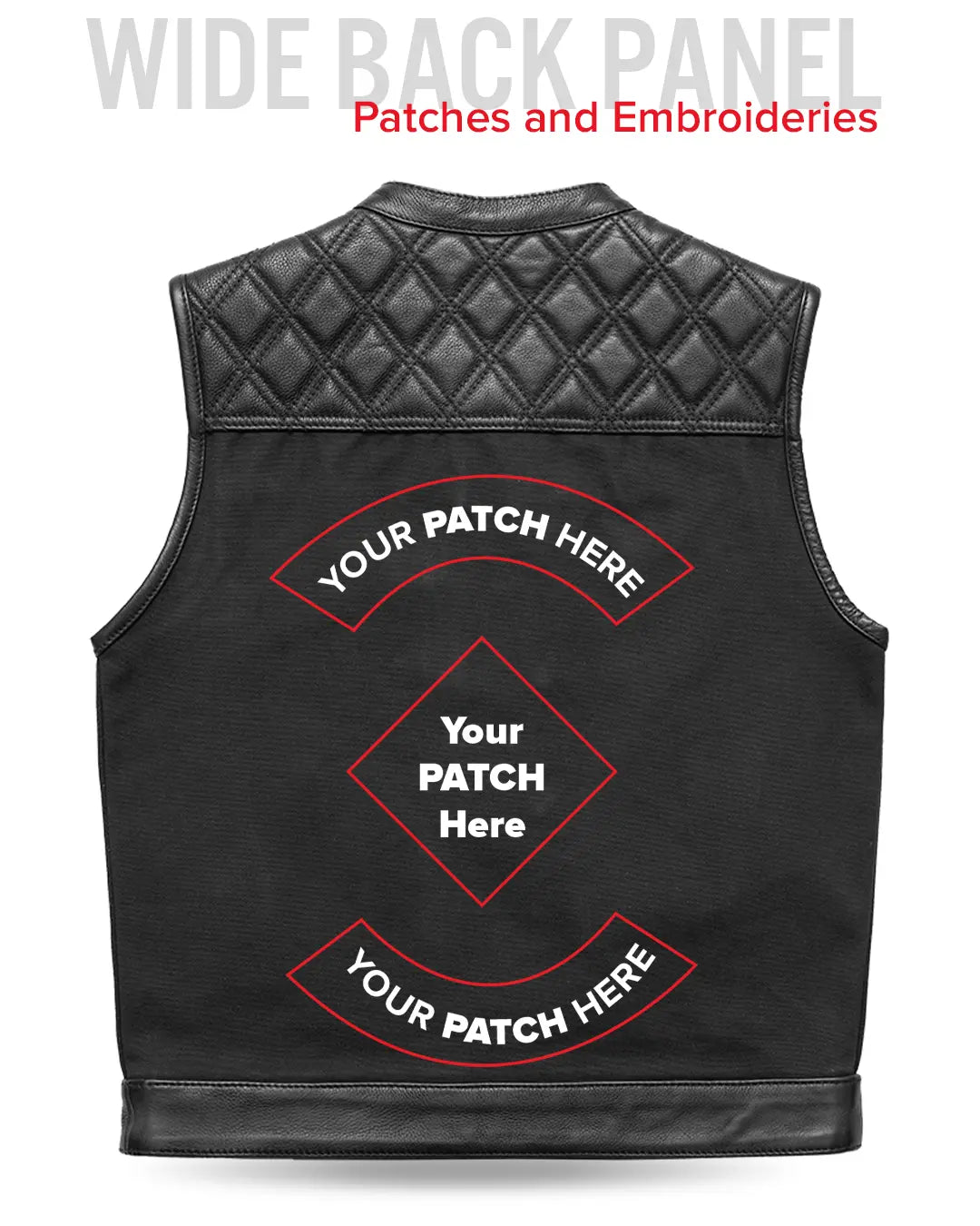 Hunt Club Motorcycle Leather Canvas Vest Black Men's Canvas Vests Vests