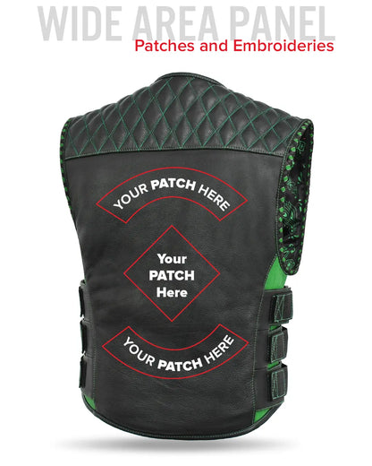 Tactical Emerald Men’s Motorcycle Leather Vest