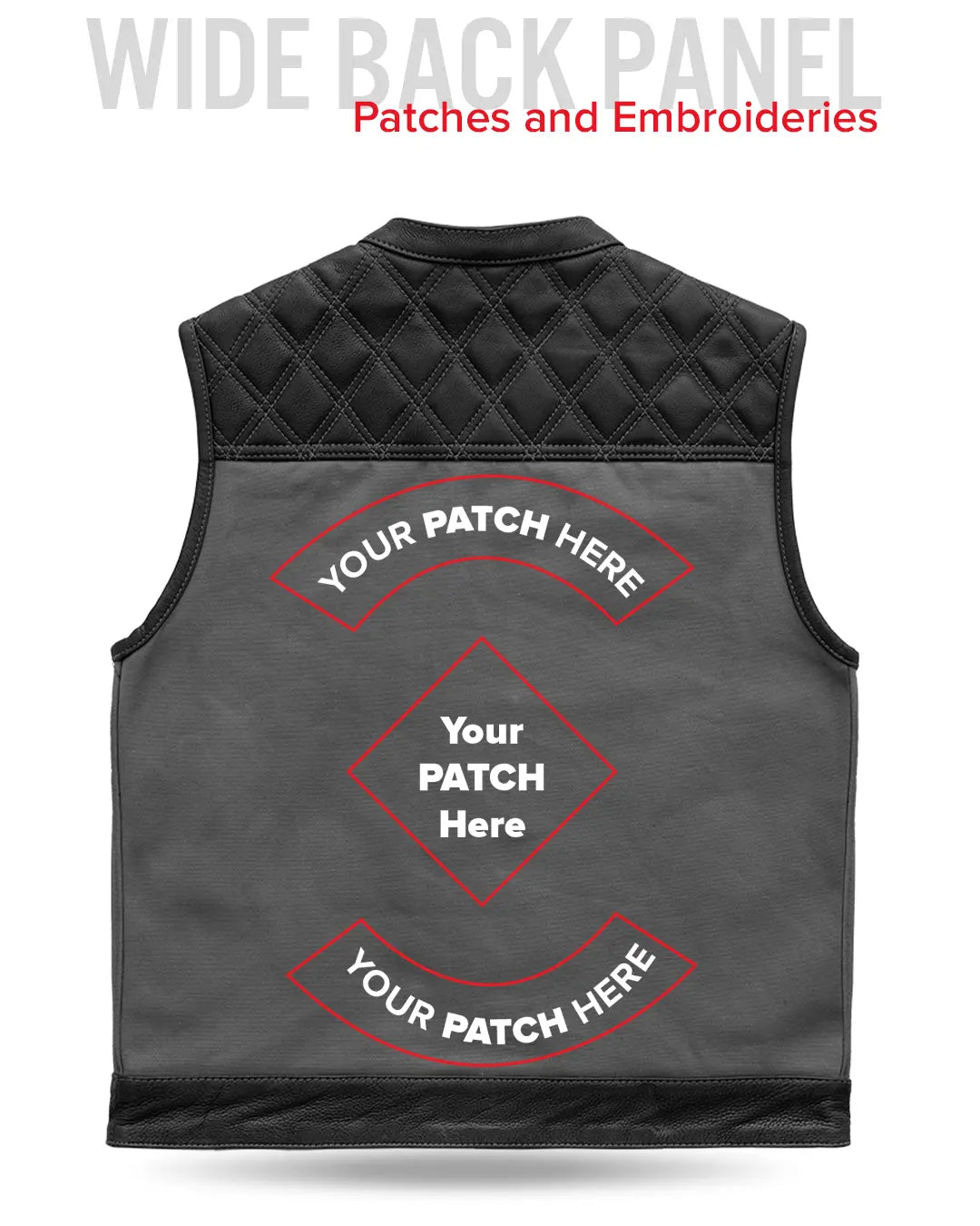 Hunt Club Motorcycle Leather Canvas Vest Grey Men's Canvas Vests Vests