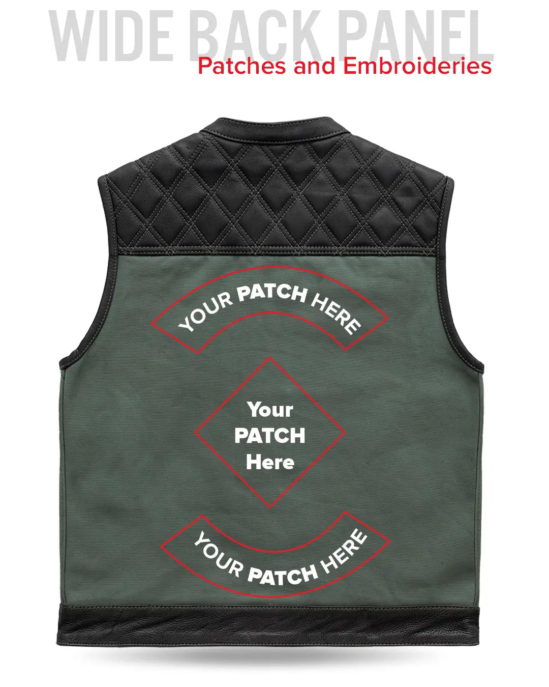 Hunt Club Motorcycle Leather Canvas Vest Green Men's Canvas Vests Vests