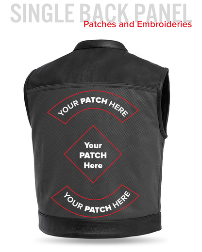 V-Twin Visionary Battleship Perforated Leather Vest Men's Perforated Leather Vest Vests