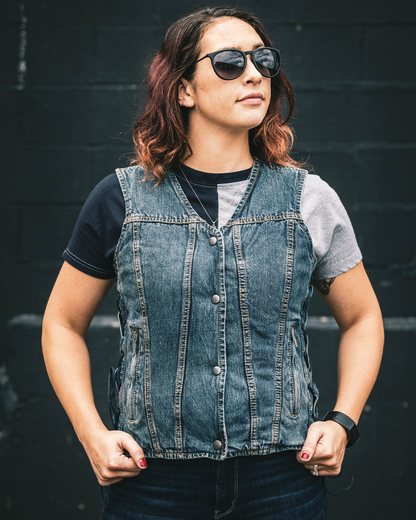 Tiff Women's Motorcycle Denim Vest Women's Denim Vest Vests