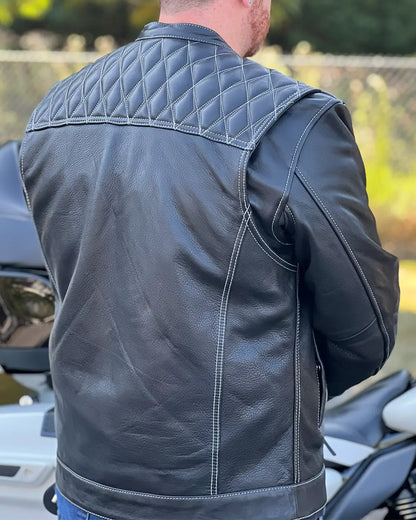 Cinder Men's Cafe Style Leather Jacket