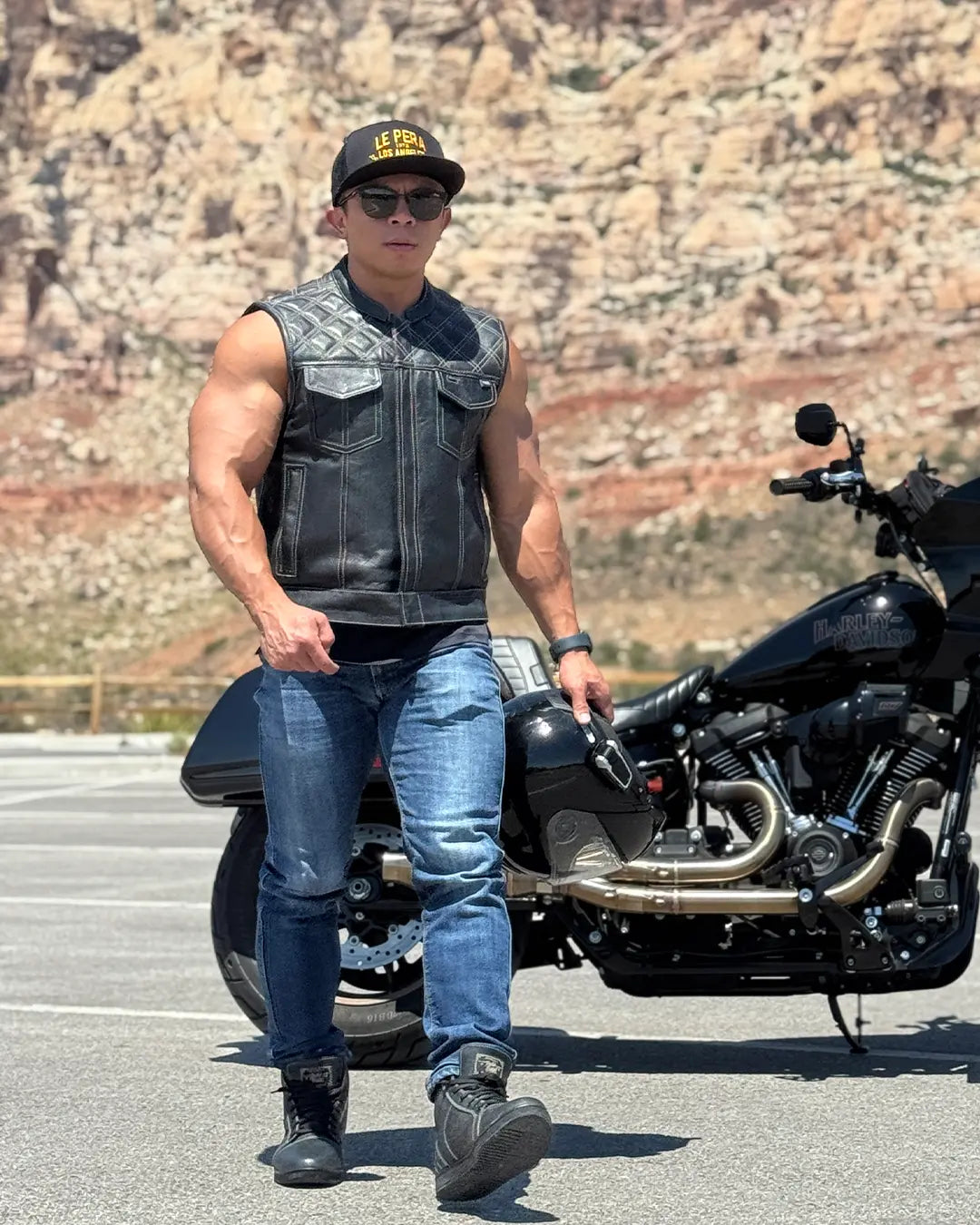 Downside Perforated Men's Motorcycle Leather Vest Men's Perforated Leather Vest Vests