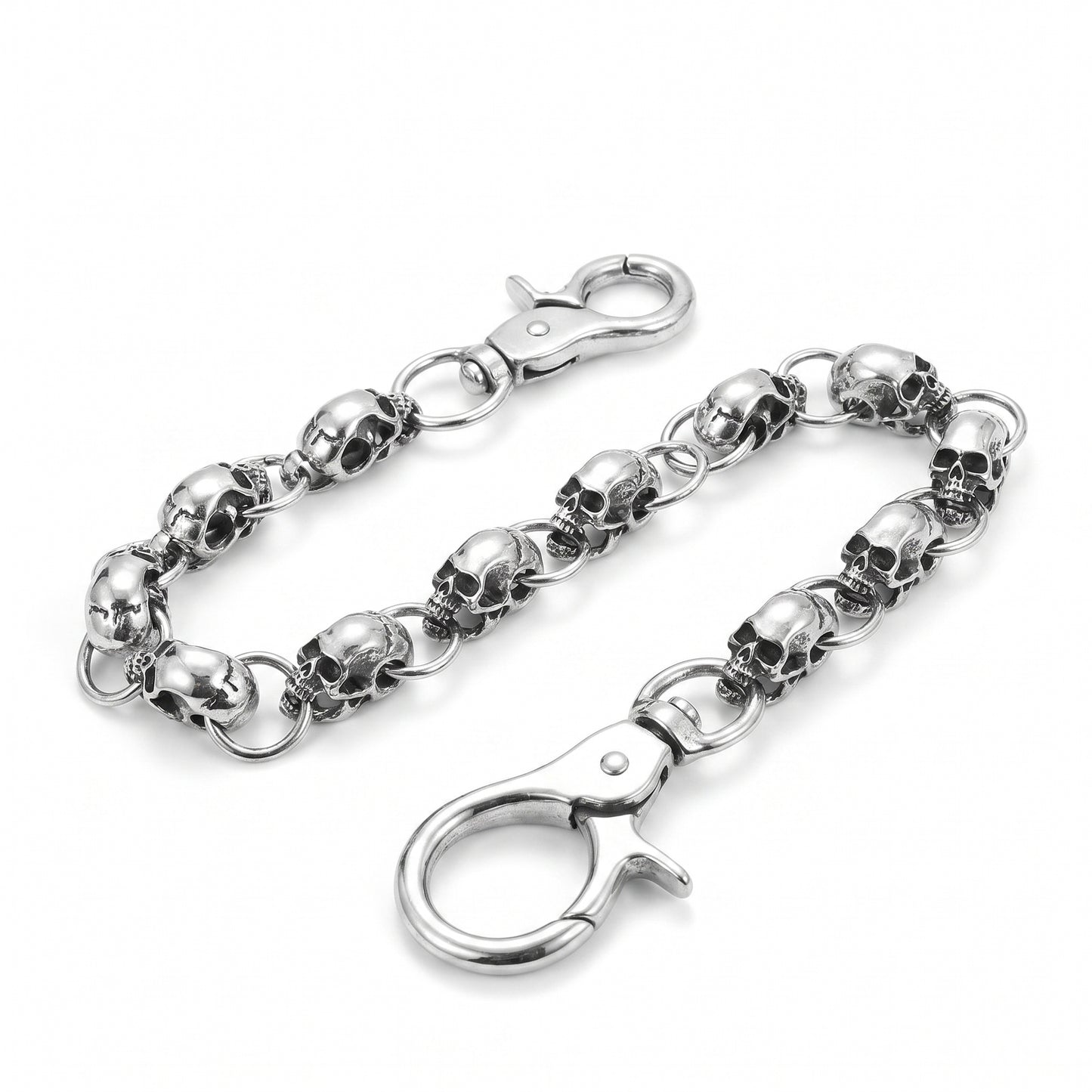 Stainless Steel Biker Ring - Gothic Punk Heavy Waist Chain Men Skull K