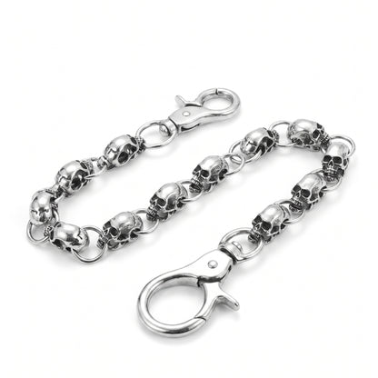 Stainless Steel Biker Ring - Gothic Punk Heavy Waist Chain Men Skull K