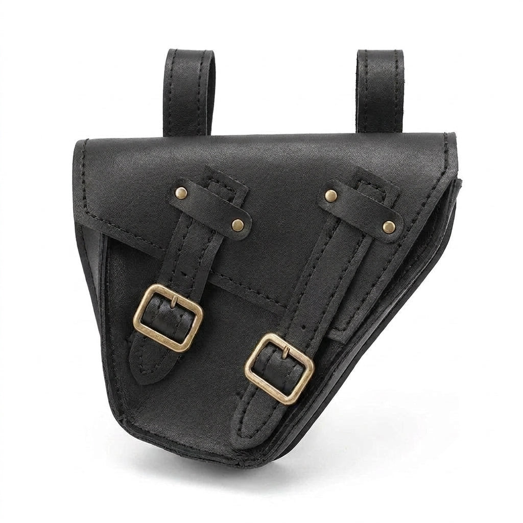 Leather Motorcycle Bag - Motorcycle Universal Black PU Leather Saddleb