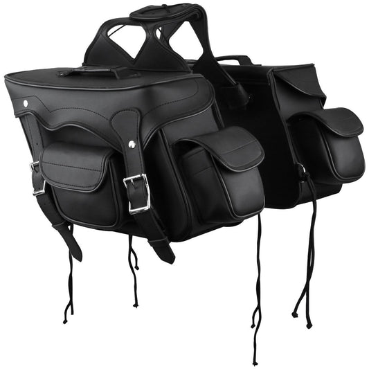 Vance Plain Motorcycle Saddlebags Durable PVC, Water-Resistant, Universal Fit for Honda, Yamaha, Kawasaki, Indian, Harley