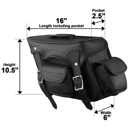Vance Plain Motorcycle Saddlebags Durable PVC, Water-Resistant, Universal Fit for Honda, Yamaha, Kawasaki, Indian, Harley