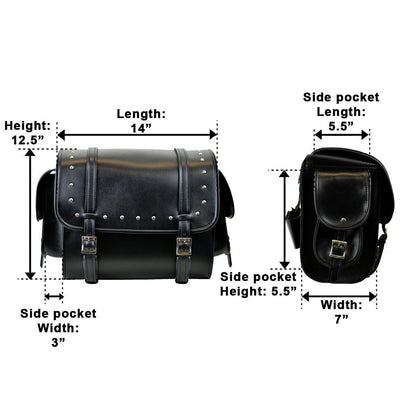 Vance Medium Black Studded Motorcycle Sissy Bar Bag for Harley Davidson Motorcycles