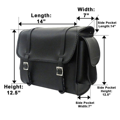 Vance Medium Black Braided Motorcycle Sissy Bar Bag for Harley Davidson Motorcycles