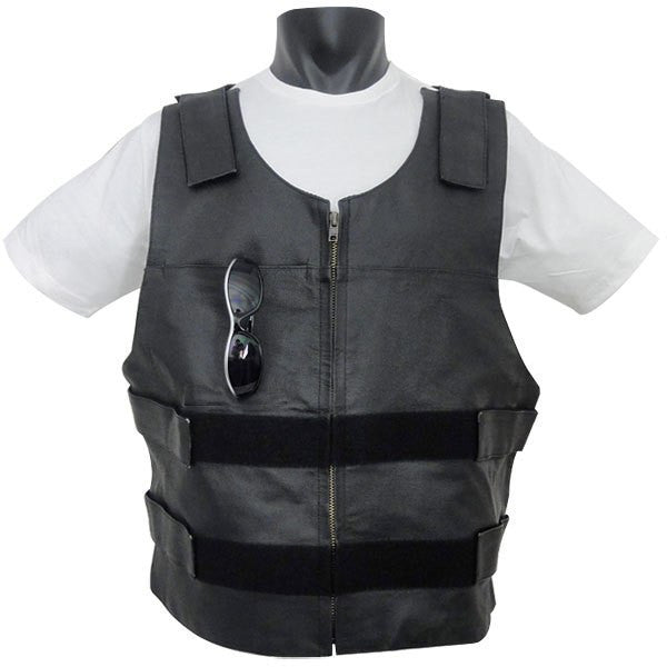 Vance Men's Bulletproof Style Biker Leather Motorcycle Vest