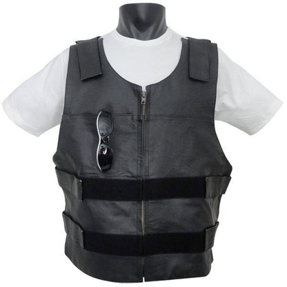 Vance Men's Bulletproof Style Biker Leather Motorcycle Vest