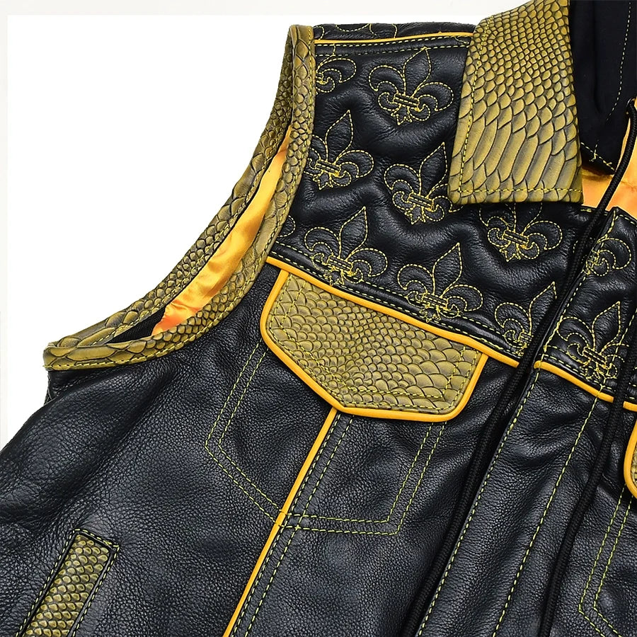 Dynasty Men's Club Style Leather Biker Vest Men's Leather Vest Vests