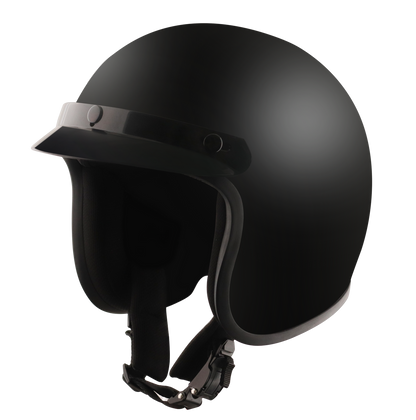 Detour Helmets D.O.T. Flat Black 3/4 Helmet for Motorcycle Riders with Visor