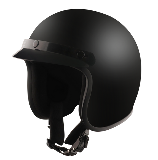 Detour Helmets D.O.T. Flat Black 3/4 Helmet for Motorcycle Riders with Visor