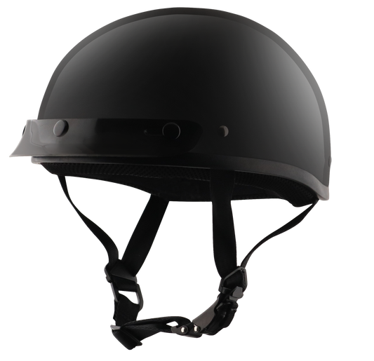 Detour Helmets D.O.T. Gloss Black Half Helmet for Motorcycle Riders with Visor