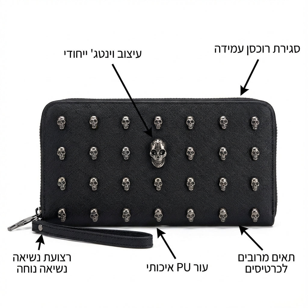 Vintage Skull Wallet - תמונה עם הסבר