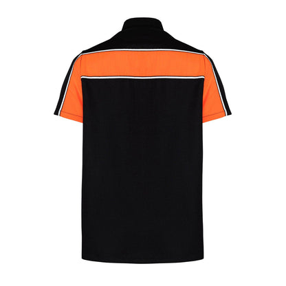 Vance Leather Men's Black Orange Short Sleeve Button Down Two Pockets Soft Casual Shirt