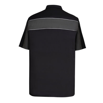 Vance Leather Men's Black Grey Short Sleeve Button Down Two Pockets Soft Casual Shirt