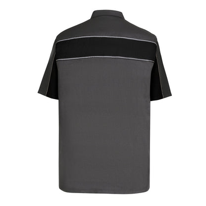 Vance Leather Men's Grey Black Short Sleeve Button Down Two Pockets Soft Casual Shirt