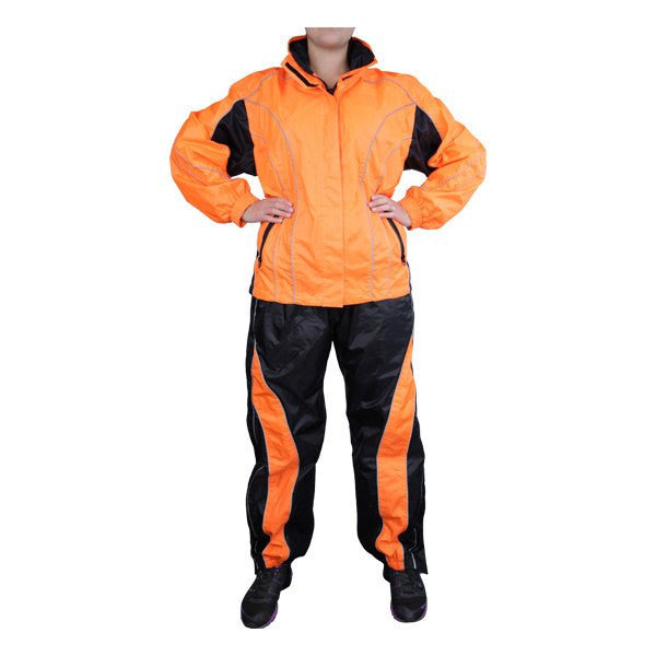 Thunder Under RS5021 Women's Hi Visibility Orange and Yellow Motorcycle Rain Gear