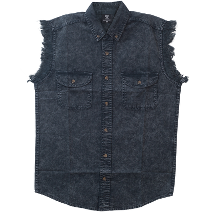 Mens Cutoffs Charcoal Acid Wash Shirt
