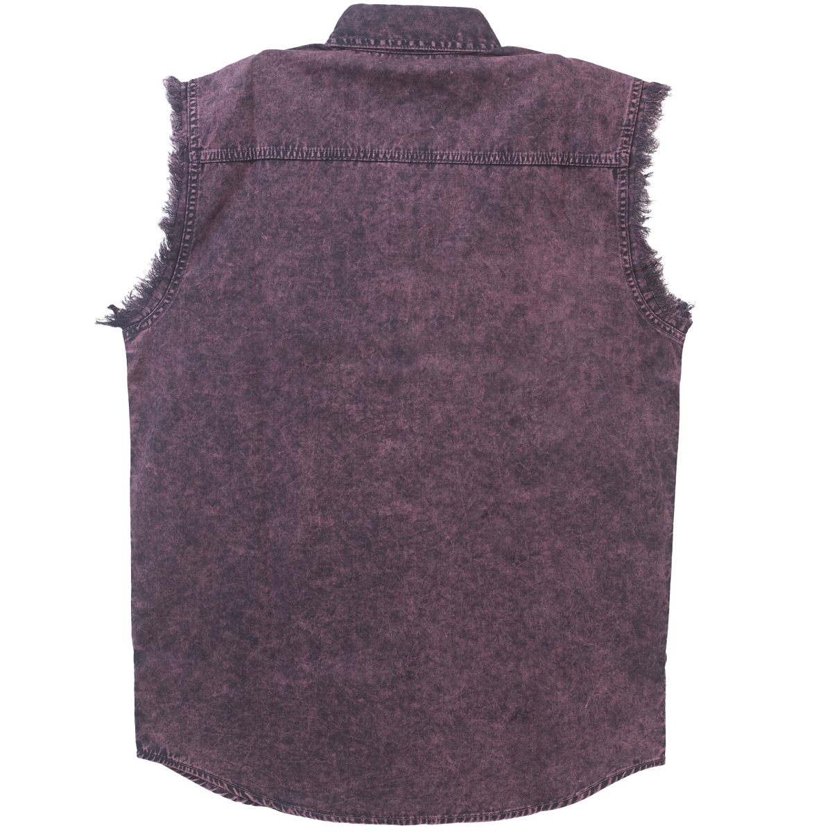 Mens Cutoffs Burgundy Acid Wash Shirt