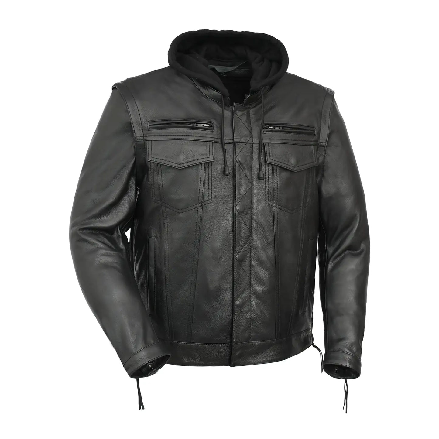 Nightstrike Men’s Motorcycle Leather Jacket Men's Leather Jacket Jackets BLACK S