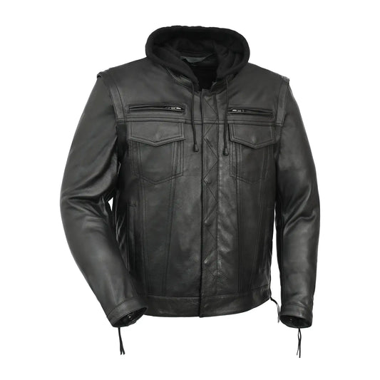 Nightstrike Men’s Motorcycle Leather Jacket Men's Leather Jacket Jackets BLACK S