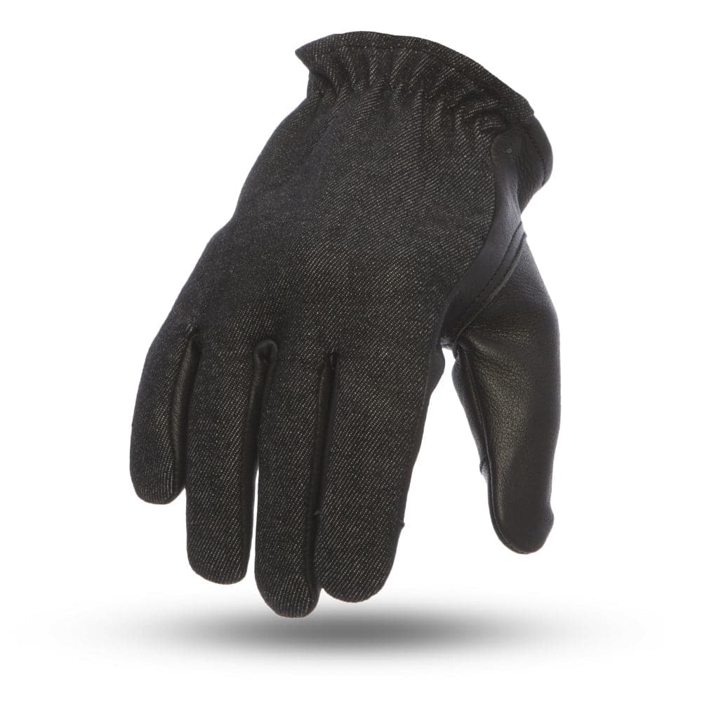 2 Tone Roper Men's Motorcycle Leather Gloves Men's Gloves Accessories Black Denim XS