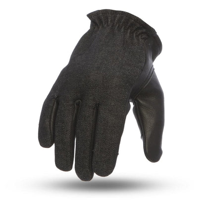 2 Tone Roper Men's Motorcycle Leather Gloves Men's Gloves Accessories Black Denim XS