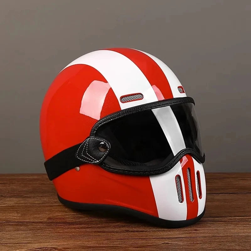 Retro Full Face Motorcycle Helmet – DOT Approved Vintage Design
