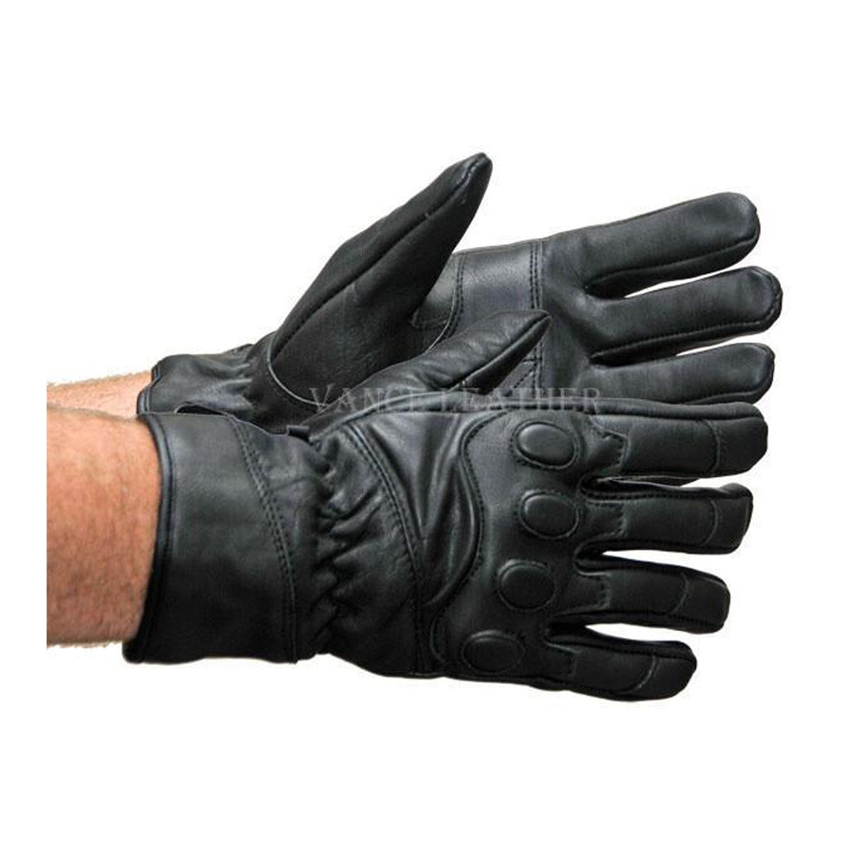 Vance Mens Black Padded Knuckle Insulated Leather Driving Gloves