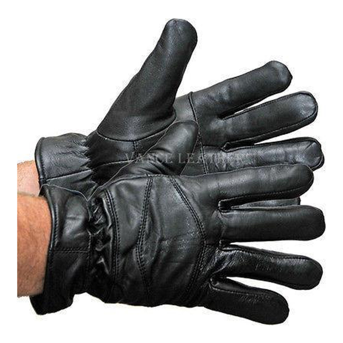 Vance Mens Black Leather Lightweight Lined Gloves