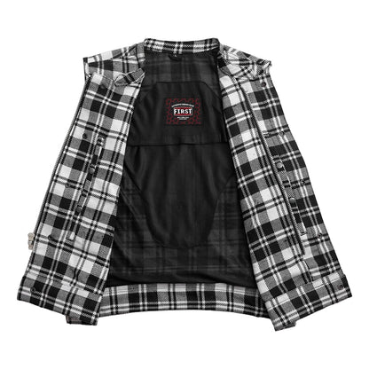 Sharp Shooter Moto Men's Canvas Vest - Recycled Men's Canvas Vests Vests