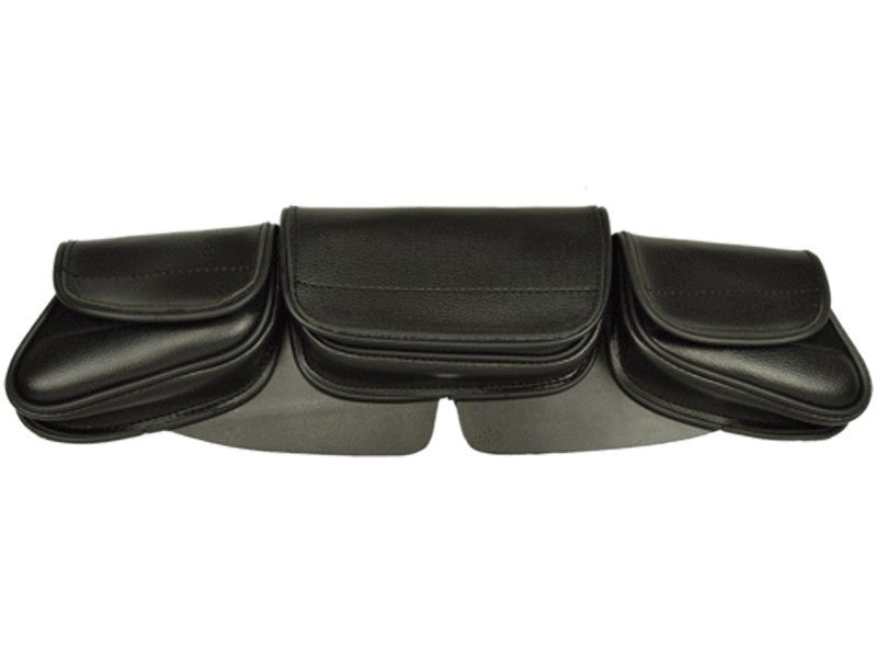 Vance Black Three Pocket Motorcycle Windshield Bag for Indian Honda Yamaha Kawasaki and Harley Davidson Motorcycles