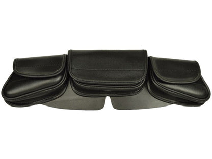 Vance Black Three Pocket Motorcycle Windshield Bag for Indian Honda Yamaha Kawasaki and Harley Davidson Motorcycles