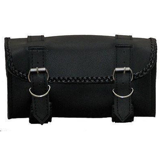 Vance Black Hard Shell Braided Motorcycle Handlebar Bag Toolbag