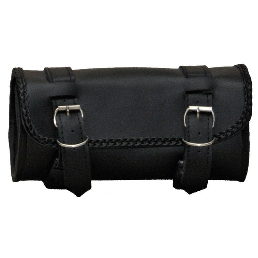 Vance Black Hard Shell Braided Motorcycle Handlebar Bag Toolbag