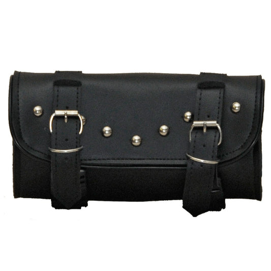 Vance Black Hard Shell Studded Motorcycle Handlebar Bag Toolbag