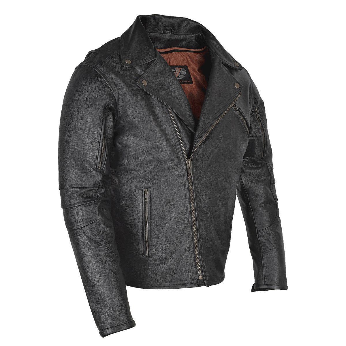 Vance Mens Dual Concealed Carry Vented Black Premium Cowhide Leather Biker Motorcycle Riding Jacket