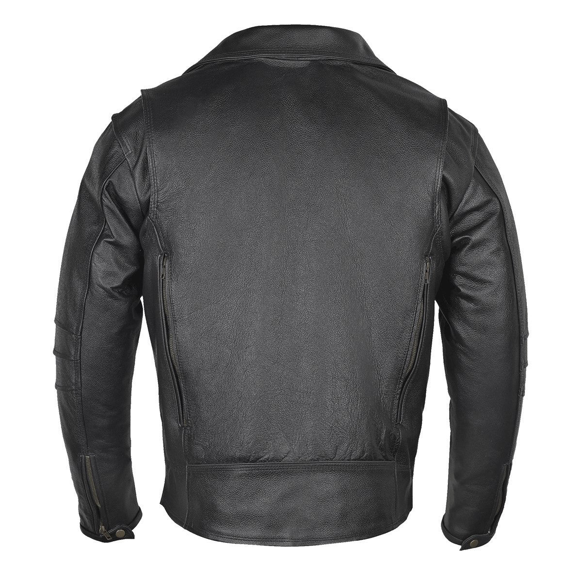 Vance Mens Dual Concealed Carry Vented Black Premium Cowhide Leather Biker Motorcycle Riding Jacket