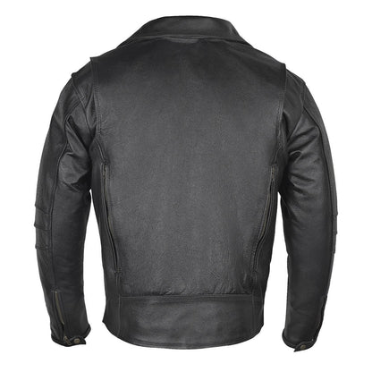 Vance Mens Dual Concealed Carry Vented Black Premium Cowhide Leather Biker Motorcycle Riding Jacket