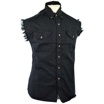 Vance Mens Biker Motorcycle Summer Sleeveless Denim Cut Off Shirt