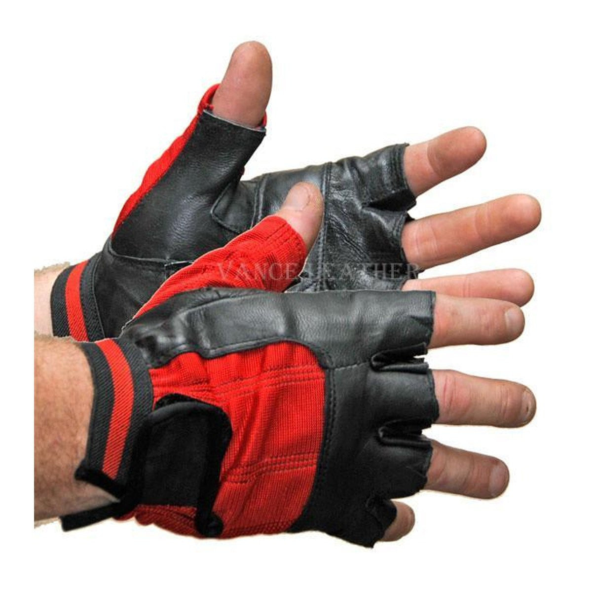 Vance Mens Black Shorty Stretch Leather Gloves