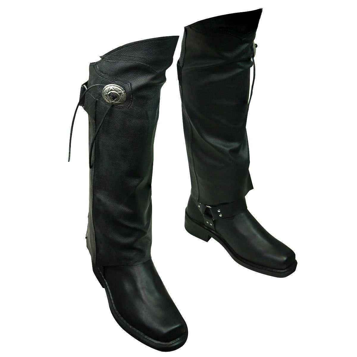 Vance Leather VL830 Black Biker Motorcycle Half Leather Chaps